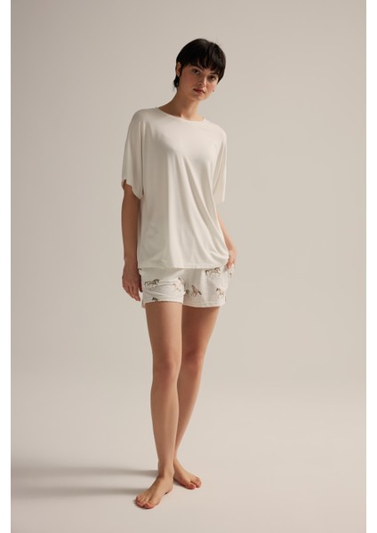 Kadın Pamuklu Kısa Kollu Şortlu Pijama Takımı fiyatları