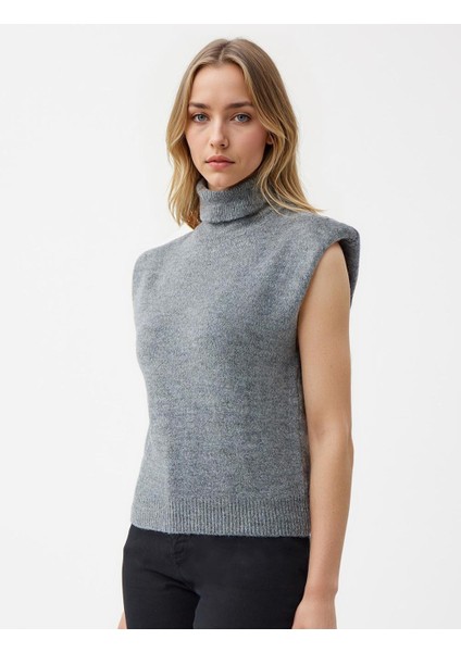 Gri Balıkçı Yaka Kolsuz Triko Süveter modelleri