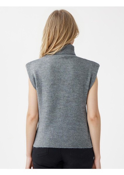Gri Balıkçı Yaka Kolsuz Triko Süveter indirimleri