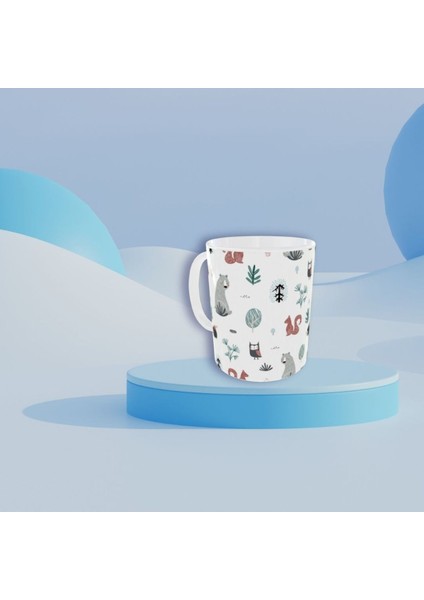 Şirin Pastel Renkli Hayvan Desenli Tasarım Kupa