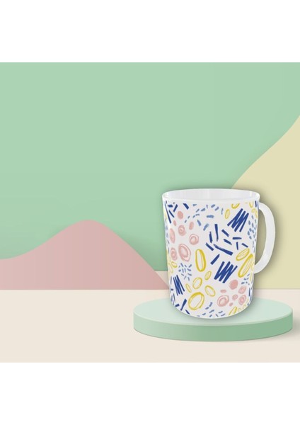 Pastel Renkli Geometrik Desenli Tasarım Kupa modelleri