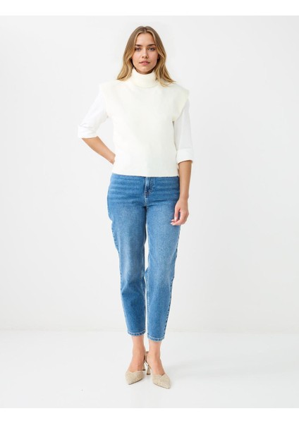 Ekru Balıkçı Yaka Kolsuz Triko Süveter fiyatları