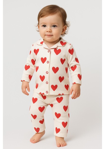 Heart Big Pattern Kız Bebek 2’li Pijama Takım