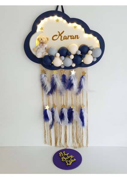 Bubble Ledli Bulut Bebek Kapı Süsü Krem Lacivert Gri fiyatları