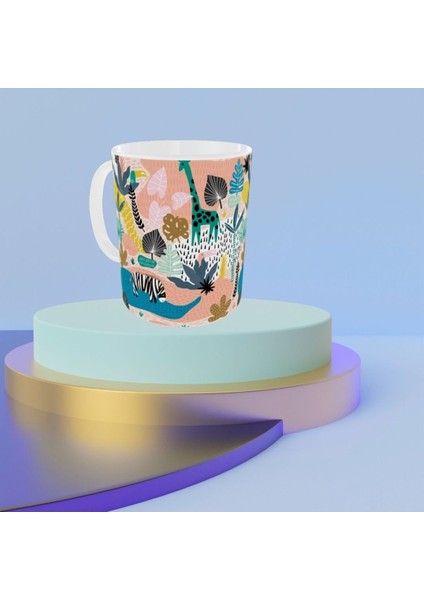 Modern Pastel Renkli Zürafa Desenli Tasarım Kupa fiyatları