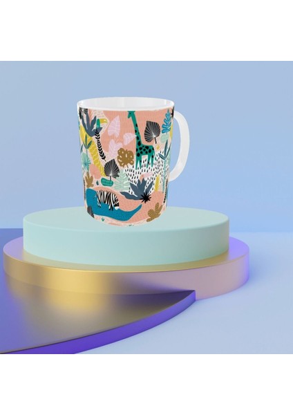 Modern Pastel Renkli Zürafa Desenli Tasarım Kupa modelleri