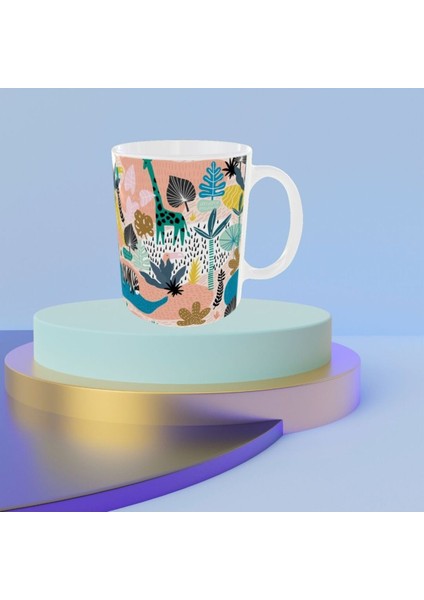 Modern Pastel Renkli Zürafa Desenli Tasarım Kupa fırsatları