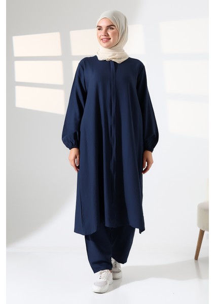 Kadın Hac ve Umre Kıyafeti Kraşlı Tesettür Ikili Takım - Lacivert fiyatları