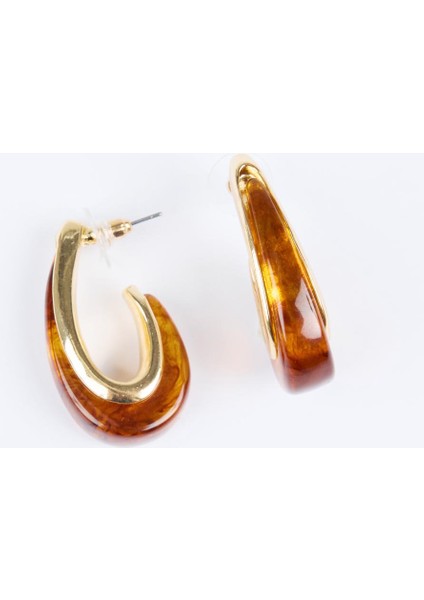 Kahverengi Renk Geçişli Asimetrik Küpe fırsatları