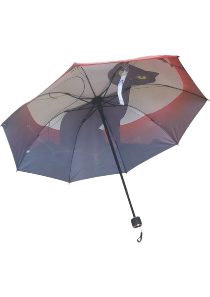 Kedi Desenli Manuel Bayan Şemsiyesi Rüzgara Dayanıklı Çanta Boy Şemsiye fırsatları