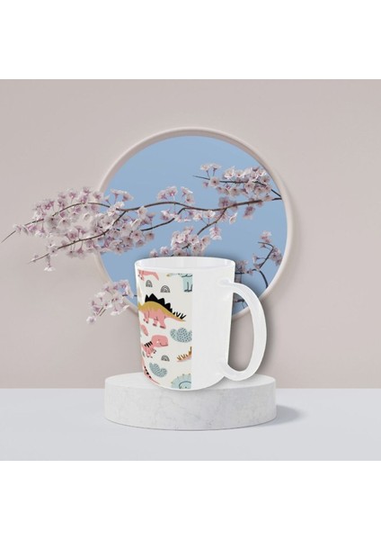 Şirin Pastel Renkli Dinazor Desenli Tasarım Kupa indirimleri
