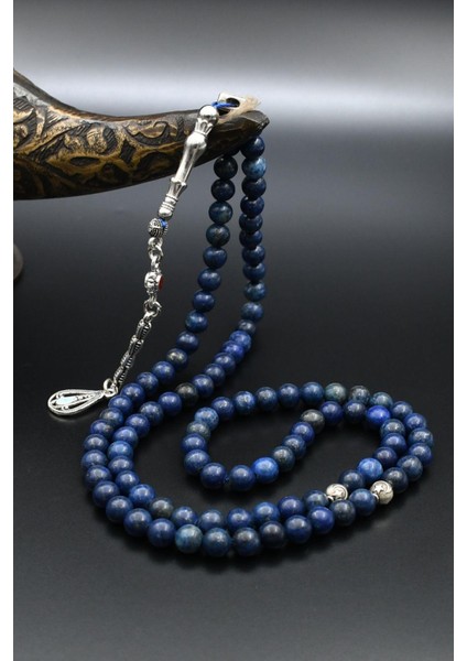 Doğal Lapis Lazuli Taşlı 99'lük Tesbih Metal Püsküllü 6mm Küre Kesim 902266