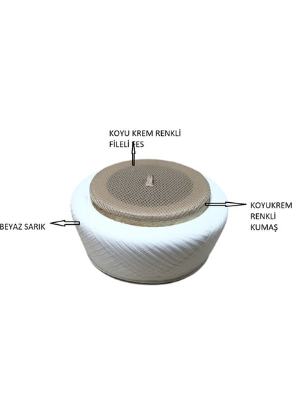 Krem Renkli Fileli Imam Sarığı,cami Sarığı,imam Sarığı,ihvan SARIĞI,S233