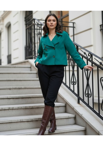 %100 Pamuk Gabardin Astarlı Oversize Geniş Kalıp Kadın Crop Kısa Trençkot 1122 modelleri