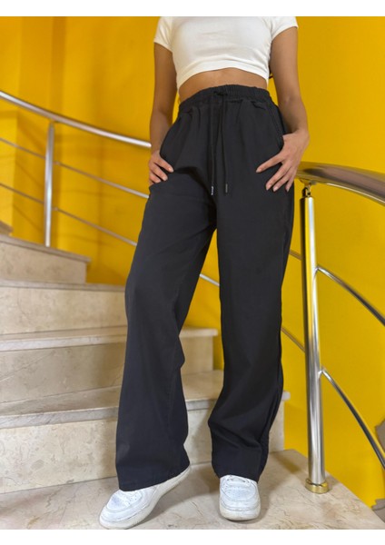 Bel Lastikli Bağcıklı Bol Paça Palazzo Yazlık Denım Pantolon fırsatları