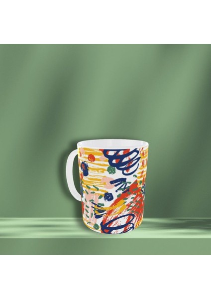 Pastel Renkli Geometrik Desenli Tasarım Kupa modelleri