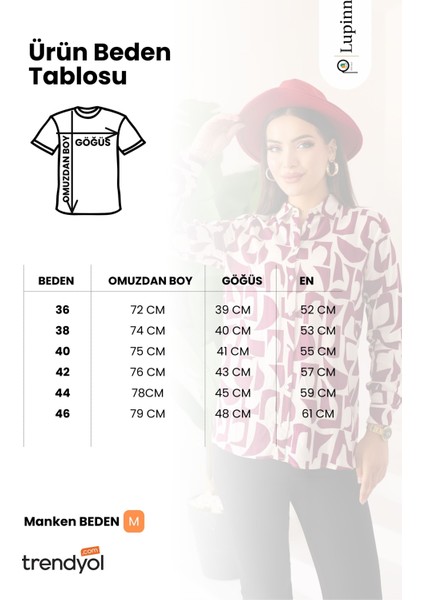 Kadın Bordo Desenli Uzun Kollu Regular Fit Uzun Kollu Gömlek, Kadın Gömlek