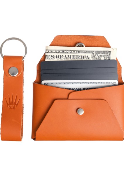 Hediye Seti Deri Buttero Turuncu Cüzdan&anahtarlık