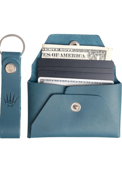 Hediye Seti Deri Buttero Mavi Cüzdan&anahtarlık