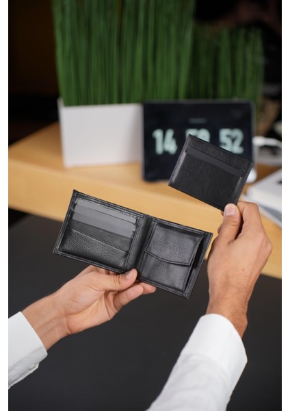 SWAN SİYAH HAKİKİ DERİ CÜZDAN