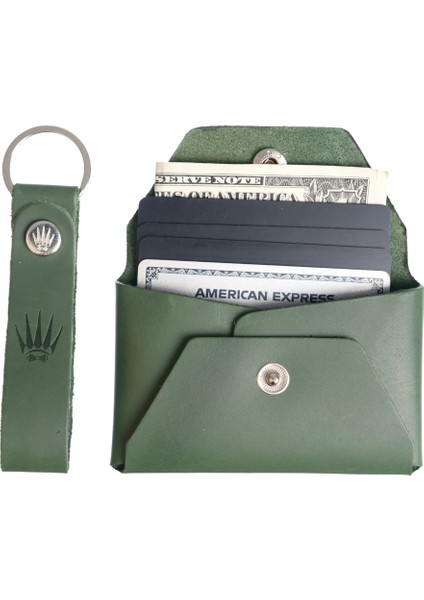 Hediye Seti Deri Buttero Yeşil Cüzdan&anahtarlık