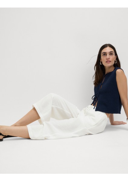 Lyocell Wide Leg Crop Pantolon