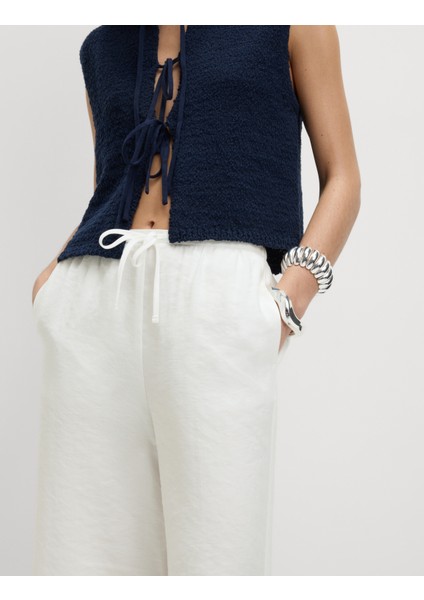 Lyocell Wide Leg Crop Pantolon