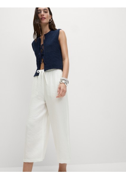 Lyocell Wide Leg Crop Pantolon