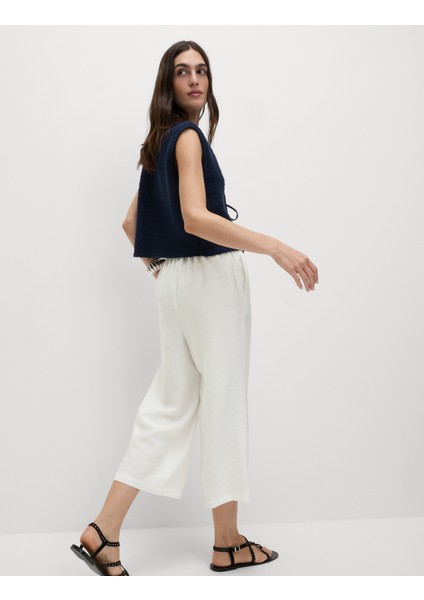 Lyocell Wide Leg Crop Pantolon
