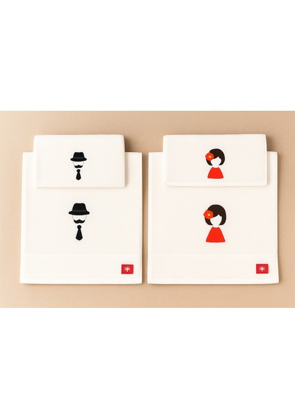 Kadın Erkek Logo Nakış Işlemeli Otel Havlu Seti 2 Adet Banyo Havlusu 70X140 2 Adet El Havlusu 50X90