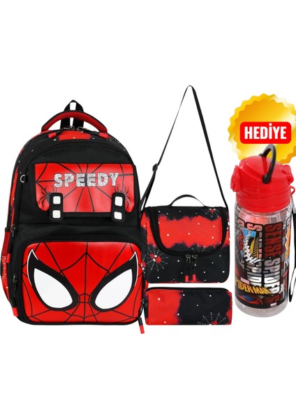 Örümcek Adam Okul Çantası - Tablet Bölmeli , Beslenme Çantası , Kalemlik Set