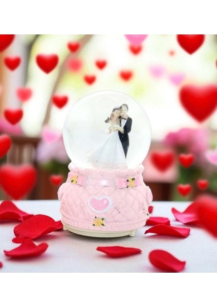 Romantik Gelin Damat Figürlü Müzikli Kar Küresi Vip
