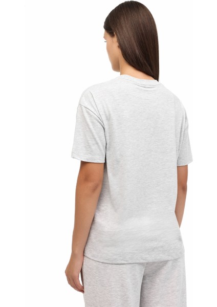 Wl 11BUD BTS-K16 5pr Grı Melanj Kadın Kısa Kol T-Shirt fiyatları