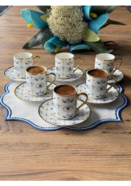 Evil Eye Türk Kahve Fincan Takımı 6 Kişilik 12 Parça modelleri