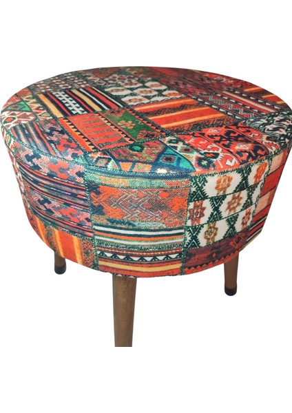 Puf Koltuk Bench Tabure – Anadolu Kilim Motif - Ahşap Ayaklı modelleri