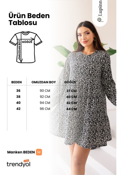 Kadın Siyah Beyaz Çiçekli Desenli Uzun Kollu Mini Elbise - Kadın Elbise