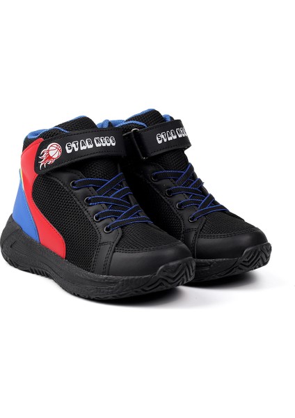 Unisex Çocuk Siyah Basket Spor Ayakkabı - Renkli, Rahat Günlük