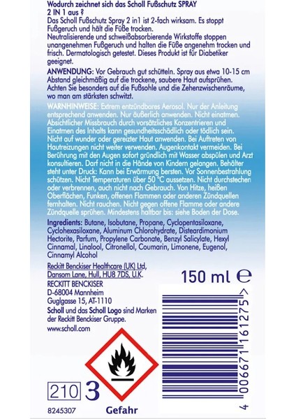 Scholl Fußschutz Spray 2in1, 150 ml modelleri