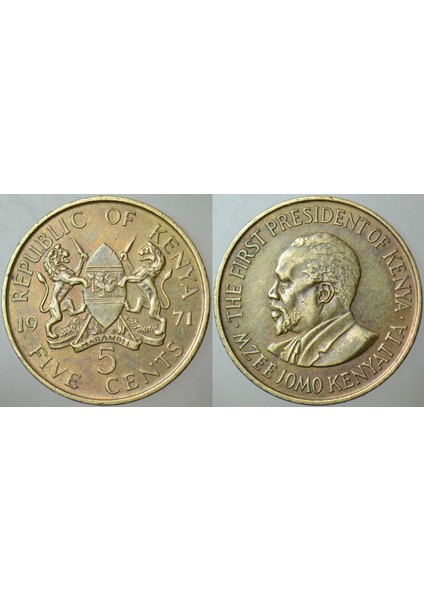 Kenya 5 Cent 1971 Kenyatta Dönemi.