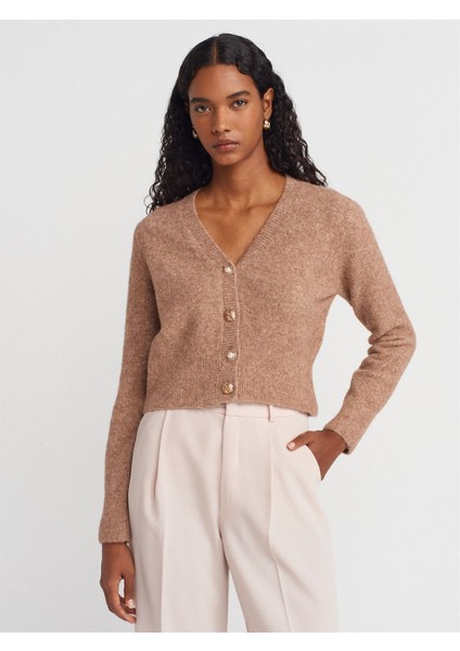 60273 V Yaka Düğmeli Triko Hırka modelleri