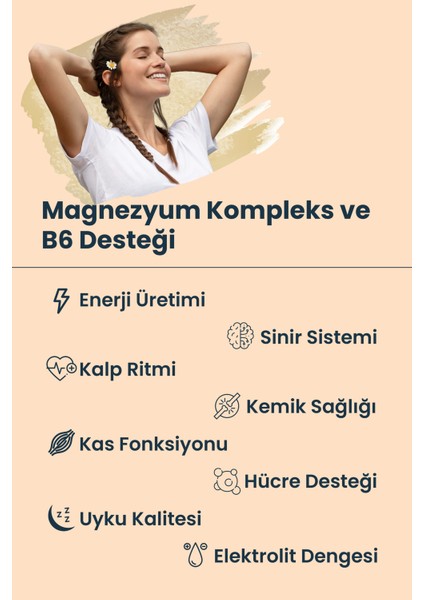 Vital Magnezyum Kompleks 4'lü Form: Bisglisinat, Malat, Taurat, Sitrat | B6 Vitamini | 60 Tablet fiyatları