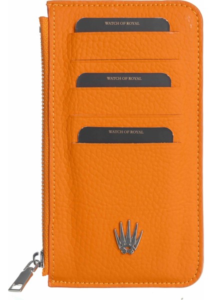 Lexis Turuncu Hakiki Deri Fermuarlı Kartlık