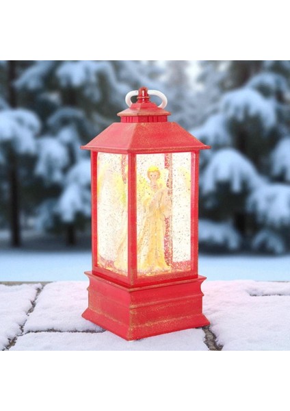 Kırmızı Fener Tasarımlı Işıklı Melek Kar Küresi Vip
