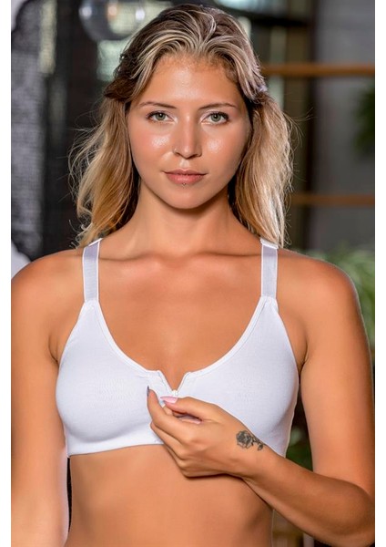 Fermuarlı Pamuklu Sporcu Sütyeni Beyaz (MGP1061) modelleri