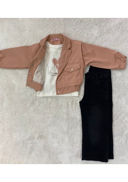 Ceketli Üçlü Takım Kız Çocuk Pembe fiyatları