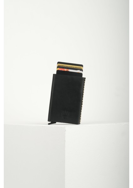 Cortex Slim Siyah Hakiki Deri Bölmeli Kızaklı Mekanizmalı Kartlık modelleri