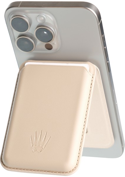 Kickstand Standlı Bej Magnetik Yapıştırmalı Mıknatıslı Kartlık