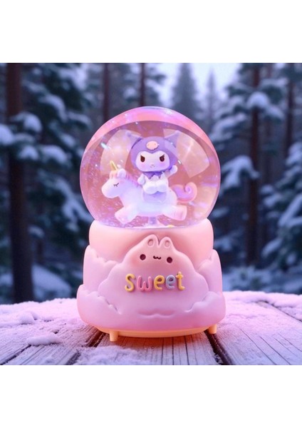Kuromi Içi Dönmeli Püskürtmeli Işıklı Müzikli Kar Küresi Büyük Boy Vip Yılbaşı Konsept