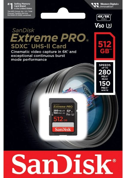 Extreme Pro 512GB SDSDXEP-512G-GN4IN 280MB/S Uhs-Iı Sdxc 6k-4k UHD Hafıza Kartı modelleri