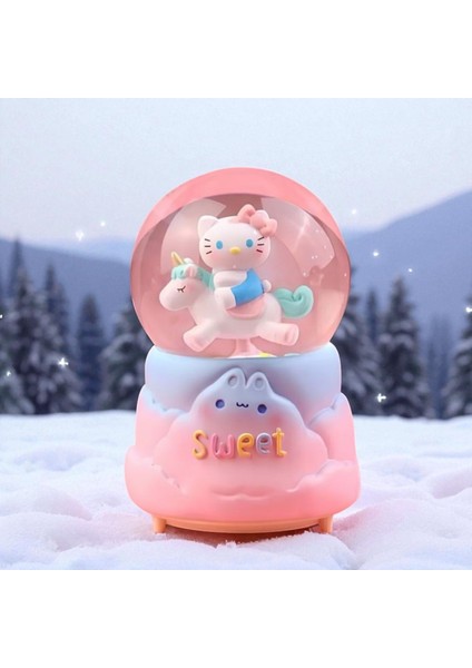 Hello Kitty Içi Dönmeli Püskürtmeli Işıklı Müzikli Kar Küresi Büyük Boy Yılbaşı Konsept